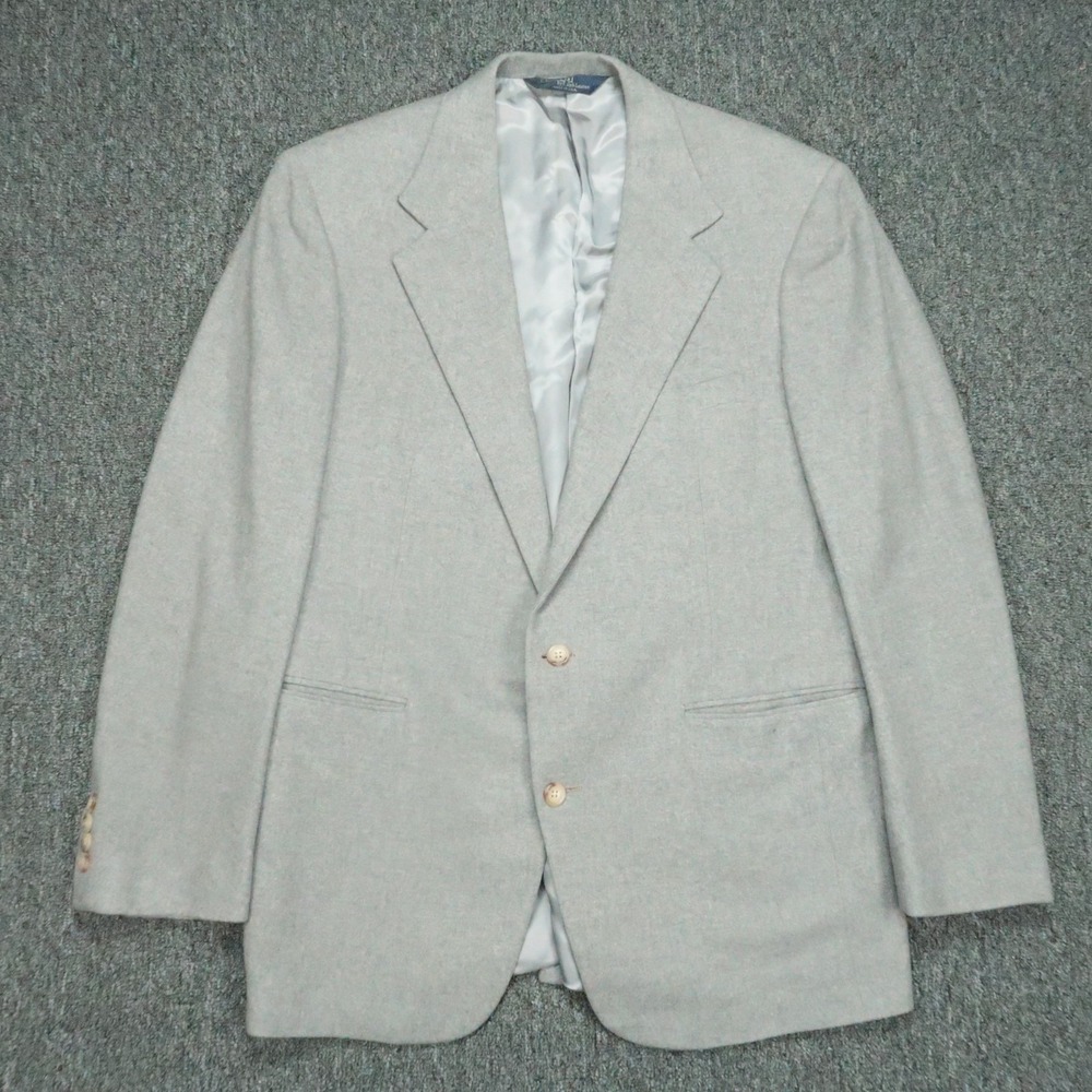 VINTAGE Polo Ralph Lauren Blazer Mens 41R Gray Cashmere Sport Coat Jacket VTG